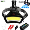 8000LM USB rechargeable LED Headlight 200m Long Lighting Distance Wide Angle COB Head Lamp Lantern For Hike Outdoor Use 2*18650