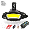 8000LM USB rechargeable LED Headlight 200m Long Lighting Distance Wide Angle COB Head Lamp Lantern For Hike Outdoor Use 2*18650