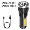 4-core Super Bright Flashlight Rechargeable Outdoor Multi-function P1000 Led Long-range Spotlight Battery Display COB Light