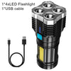 4-core Super Bright Flashlight Rechargeable Outdoor Multi-function P1000 Led Long-range Spotlight Battery Display COB Light