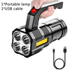 4-core Super Bright Flashlight Rechargeable Outdoor Multi-function P1000 Led Long-range Spotlight Battery Display COB Light