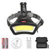 Lighting Distance Wide Angle COB LED Headlight Use 2x18650 Battery led HeadLamp USB rechargeable Lantern For Hike Outdoor