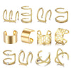 12pcs/set 2021 Fashion Gold Color Ear Cuffs Leaf Clip Earrings for Women Climbers No Piercing Cartilage Earring Accessories